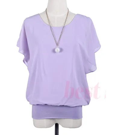 Ruffle Batwing Short Sleeve Casual Shirt