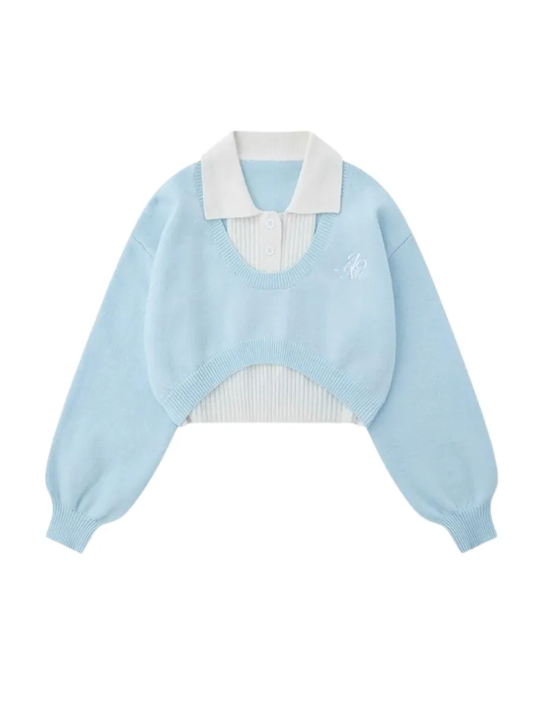 Short Ice Blue Tops Polo