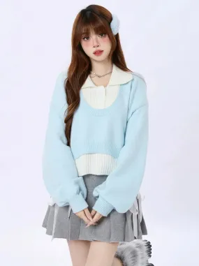 Short Ice Blue Tops Polo