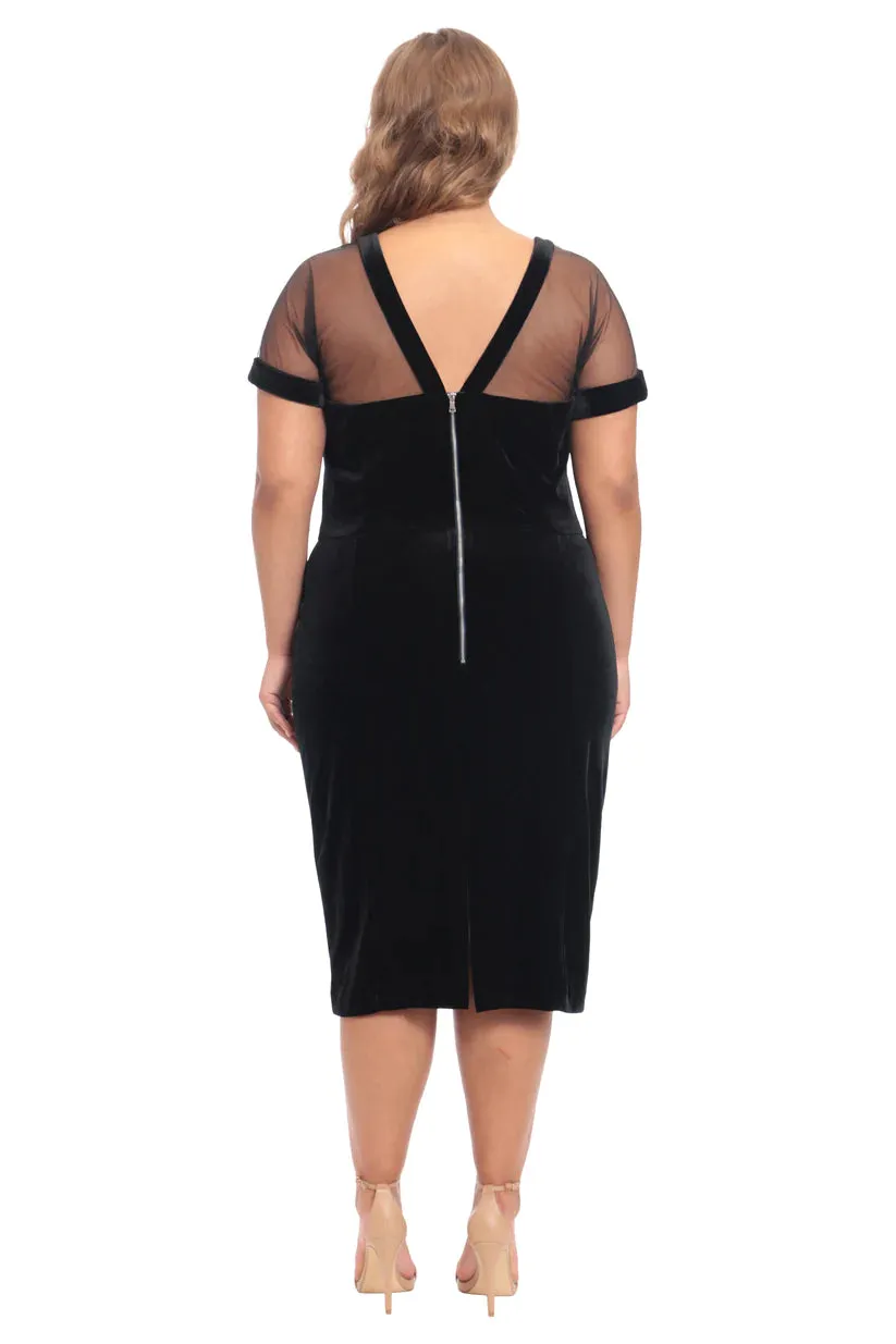 Short Velvet Illusion Dress | Black