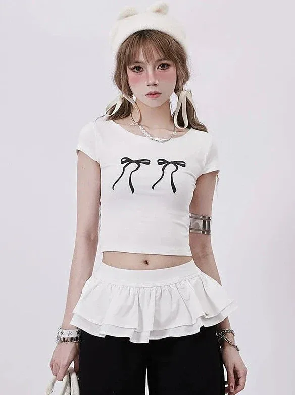 Tops Slim Double Ribbon Short