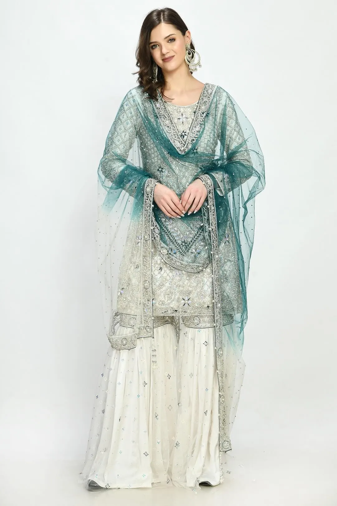 White Kameez Gharara